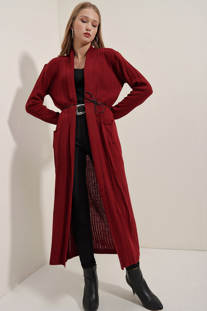 Bigdart Gilet en tricot long 15690 - Bordeaux