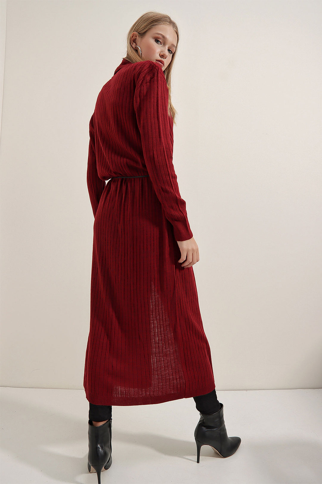 Bigdart Gilet en tricot long 15690 - Bordeaux
