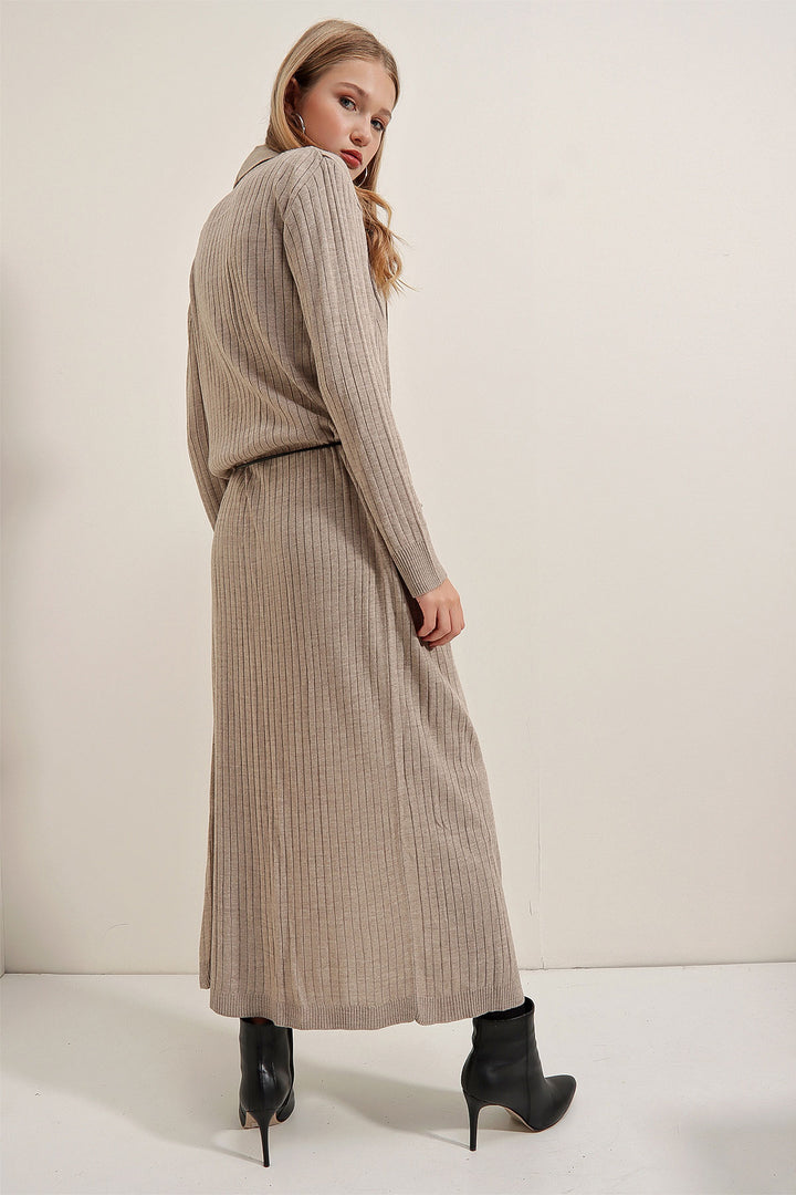 Bigdart Gilet en tricot long 15690 - Beige