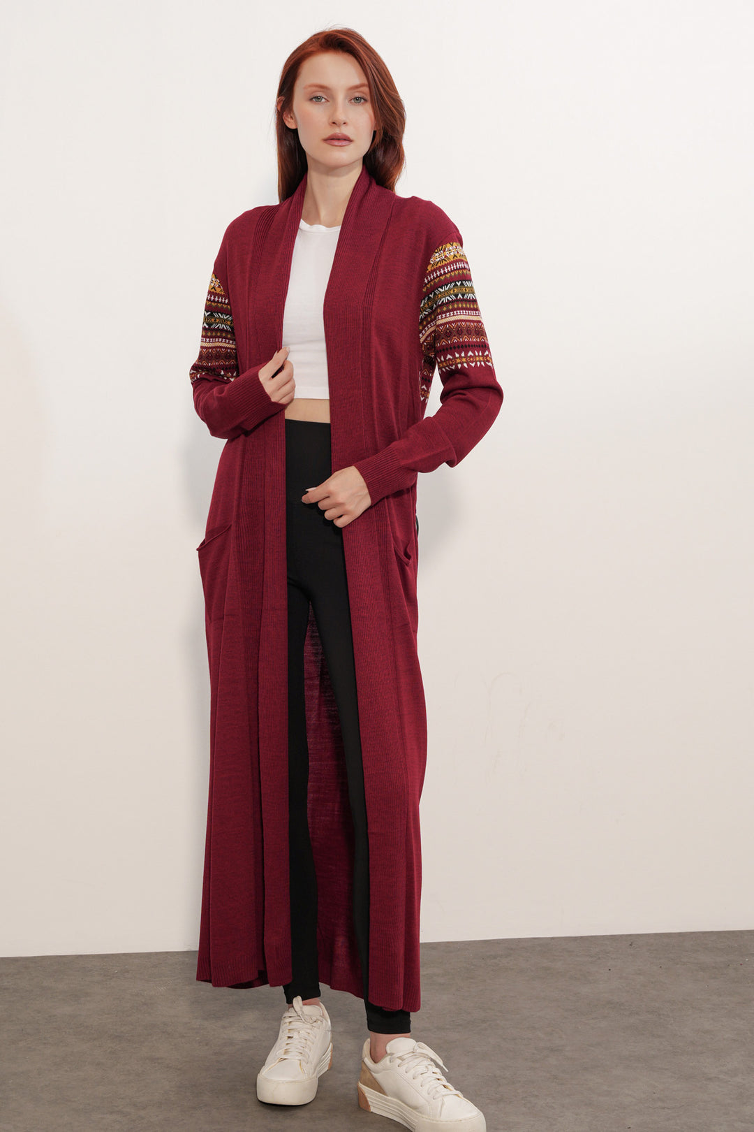 Bigdart Gilet long en tricot 15690 - Bordeaux