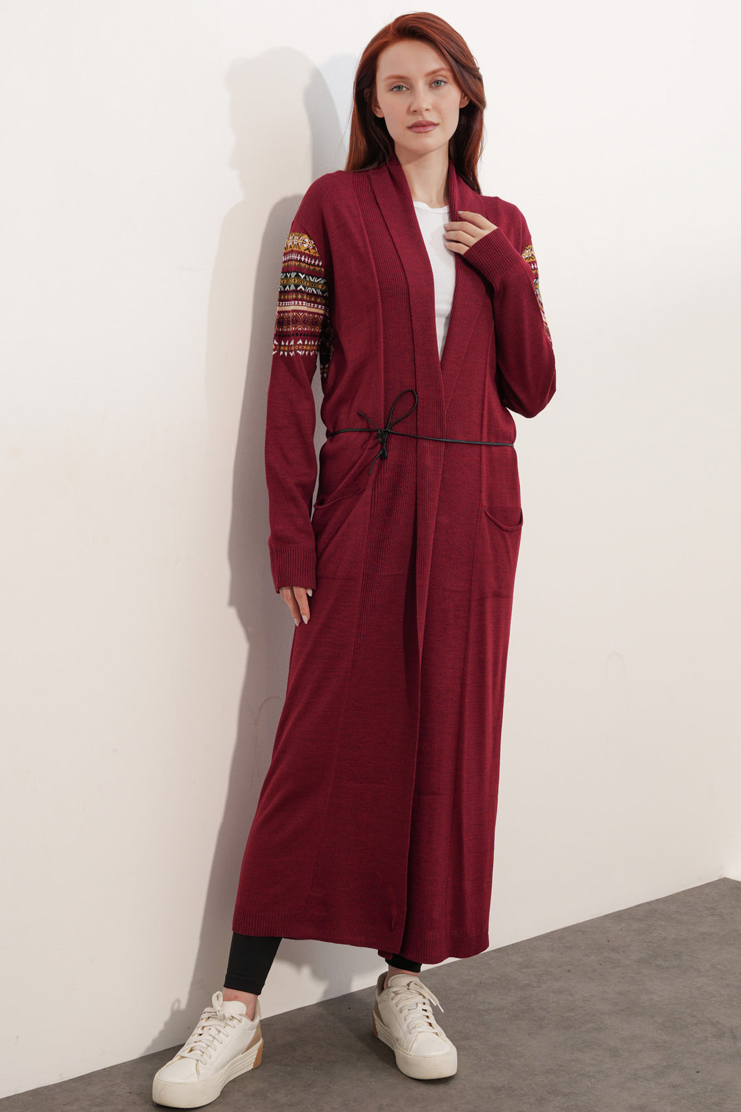 Bigdart Gilet long en tricot 15690 - Bordeaux