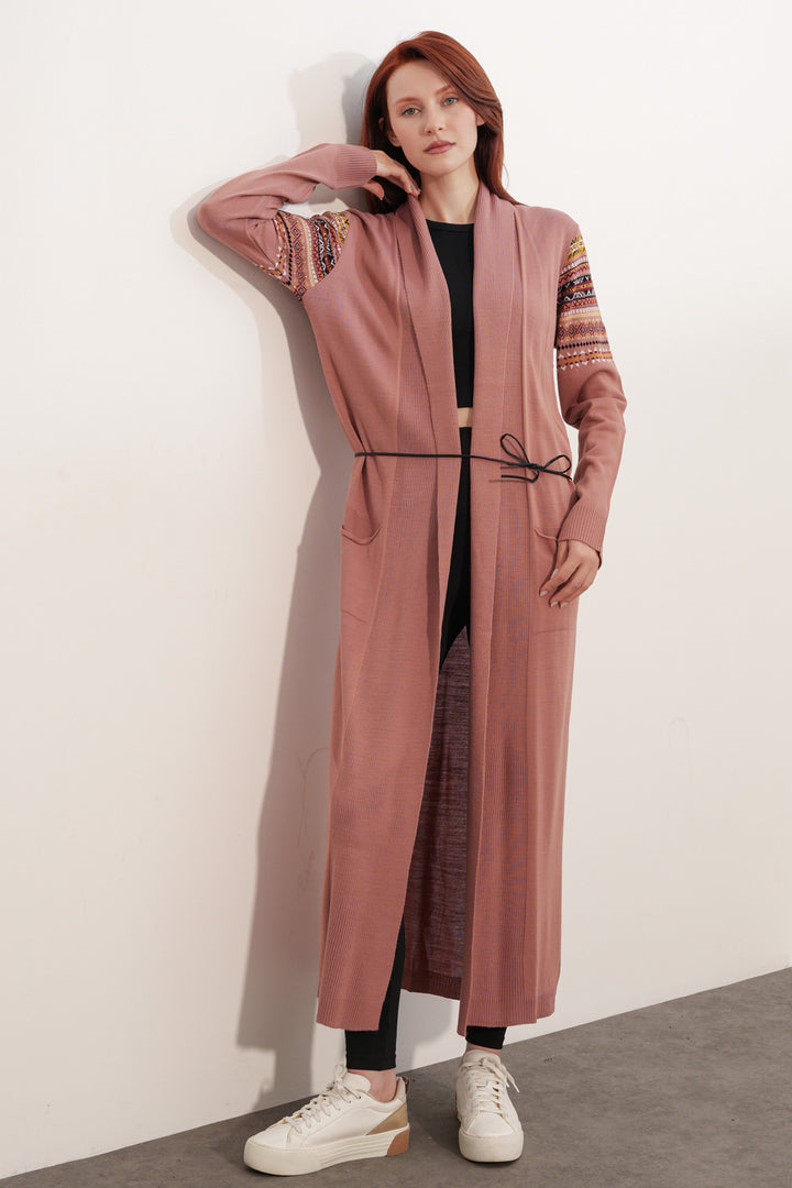 Bigdart Gilet long en tricot 15690 - Vieux rose