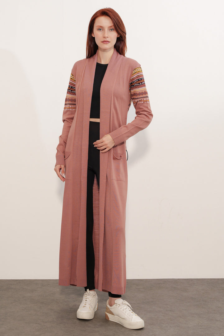 Bigdart Gilet long en tricot 15690 - Vieux rose