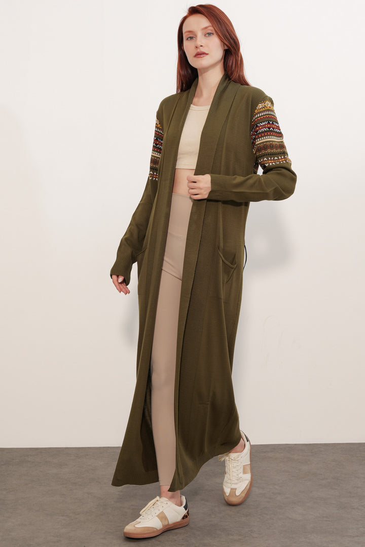 Bigdart Gilet long en tricot 15690 - Kaki
