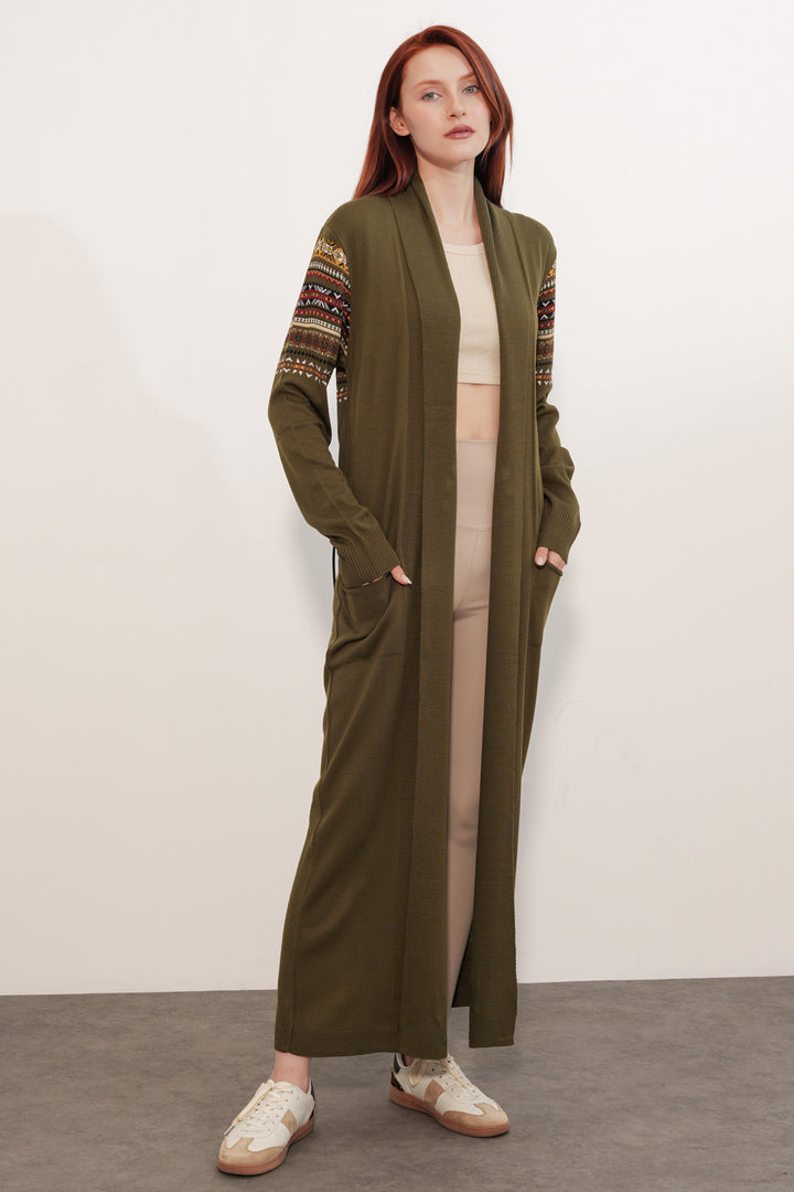 Bigdart Gilet long en tricot 15690 - Kaki