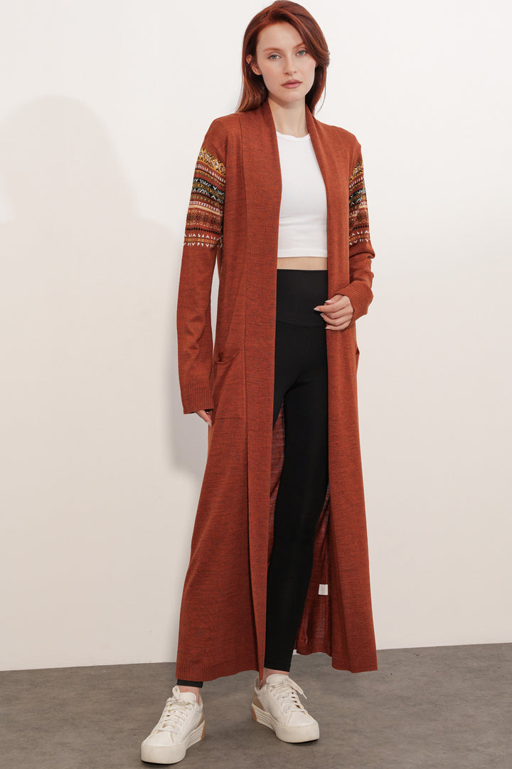Bigdart Gilet long en tricot 15690 - Brique
