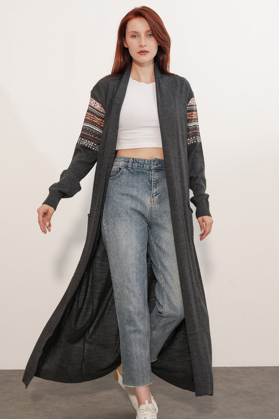 Bigdart Gilet long en tricot 15690 - Anthracite