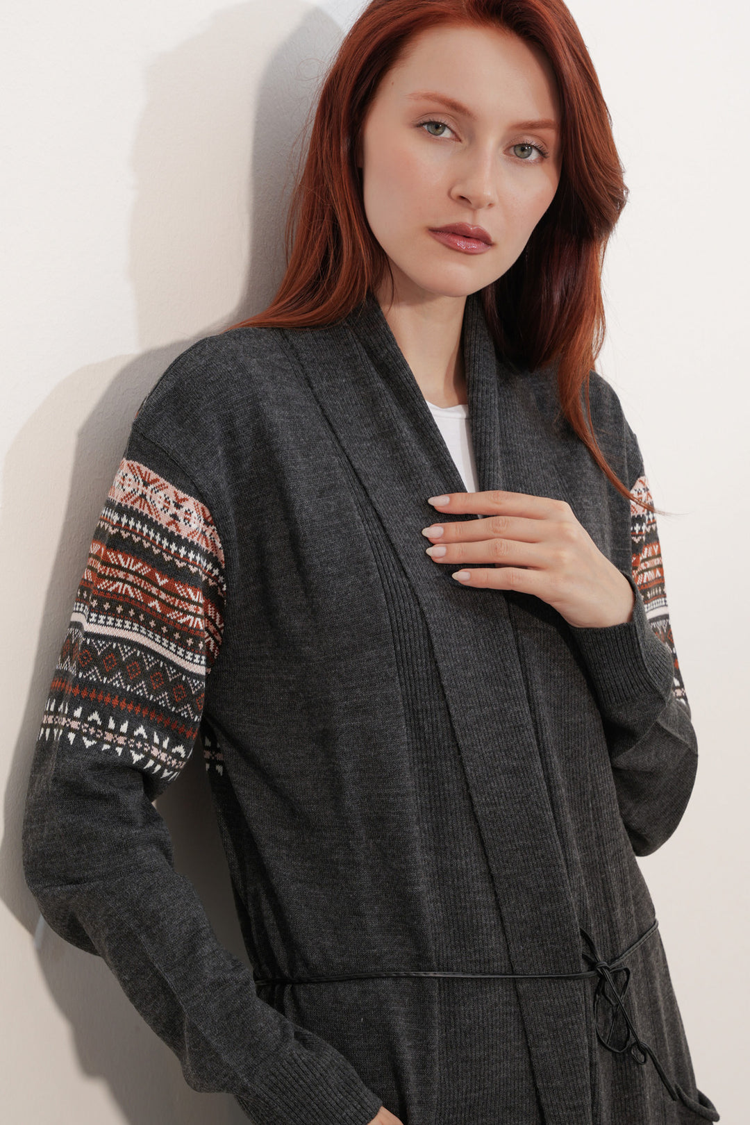 Bigdart Gilet long en tricot 15690 - Anthracite