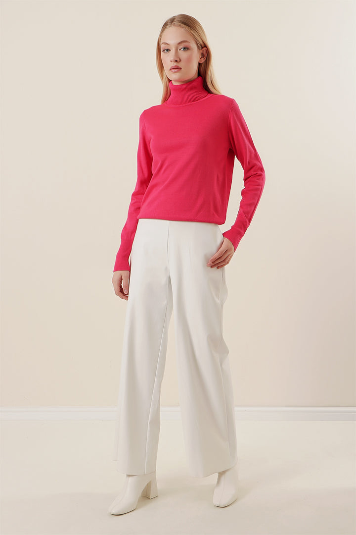 Bigdart 15747 Pull Tricot Col Montant - Fuchsia
