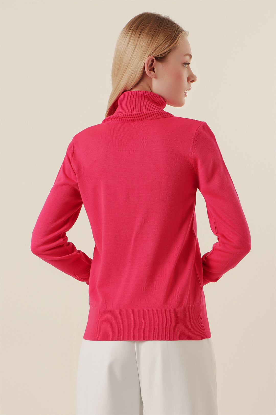 Bigdart 15747 Pull Tricot Col Montant - Fuchsia