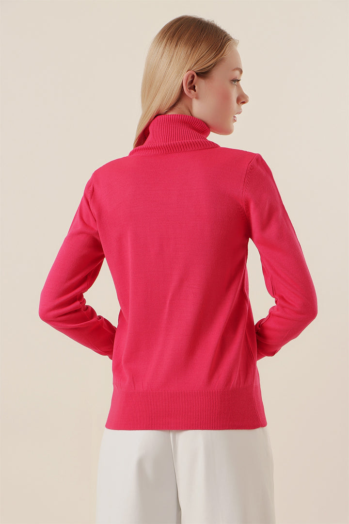 Bigdart 15747 Pull Tricot Col Montant - Fuchsia