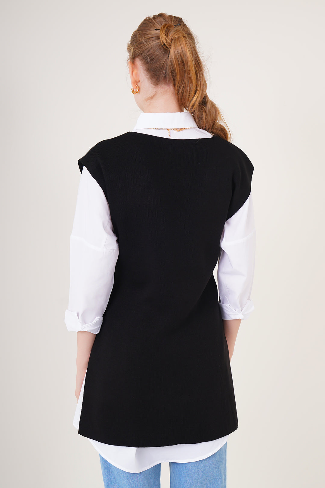 Bigdart Gilet en tricot ceinturé 15760 - Noir