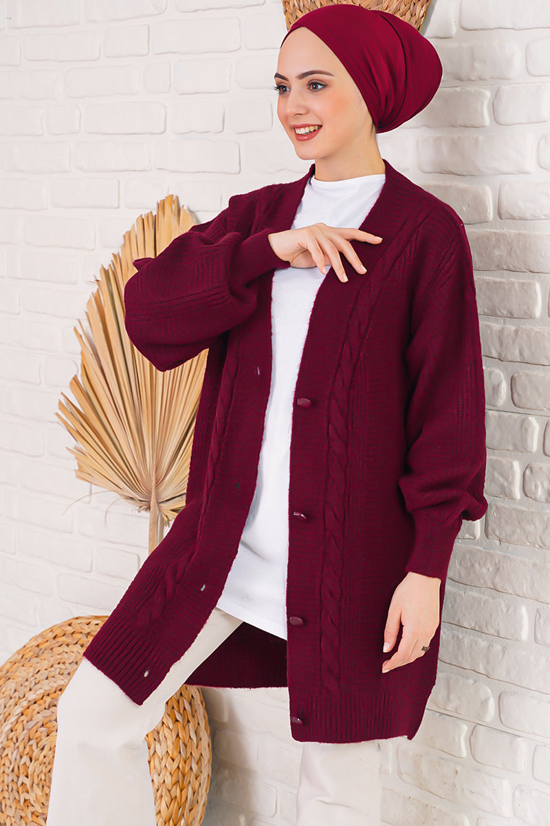 Bigdart 15768 Gilet en tricot modeste - Bordeaux