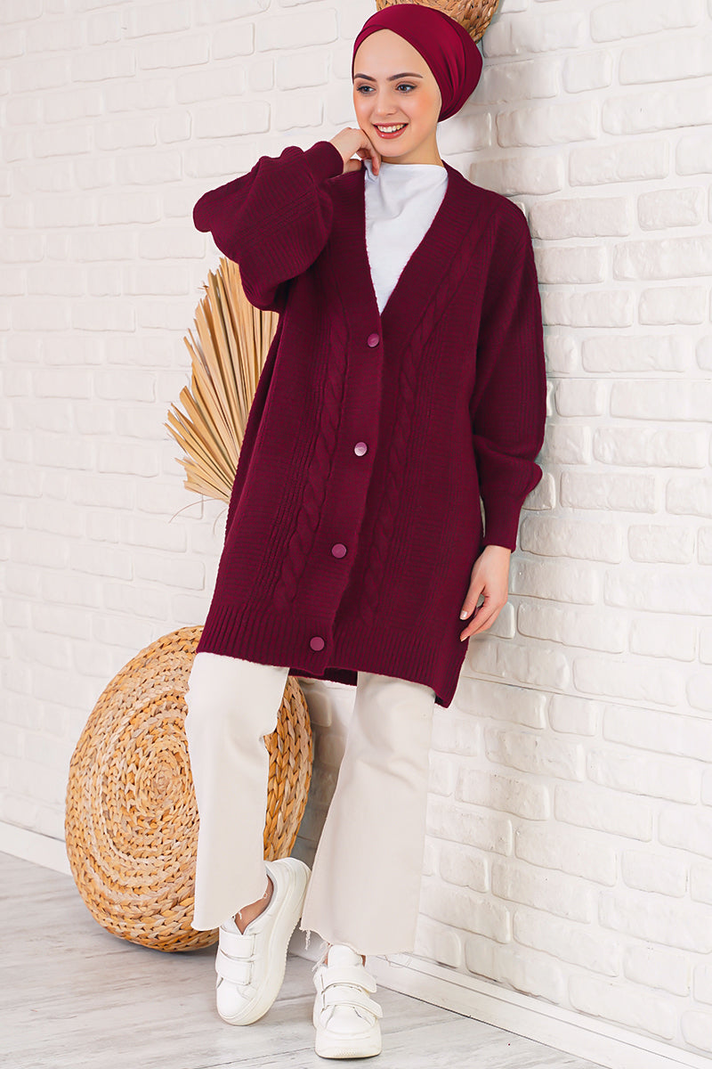 Bigdart 15768 Gilet en tricot modeste - Bordeaux
