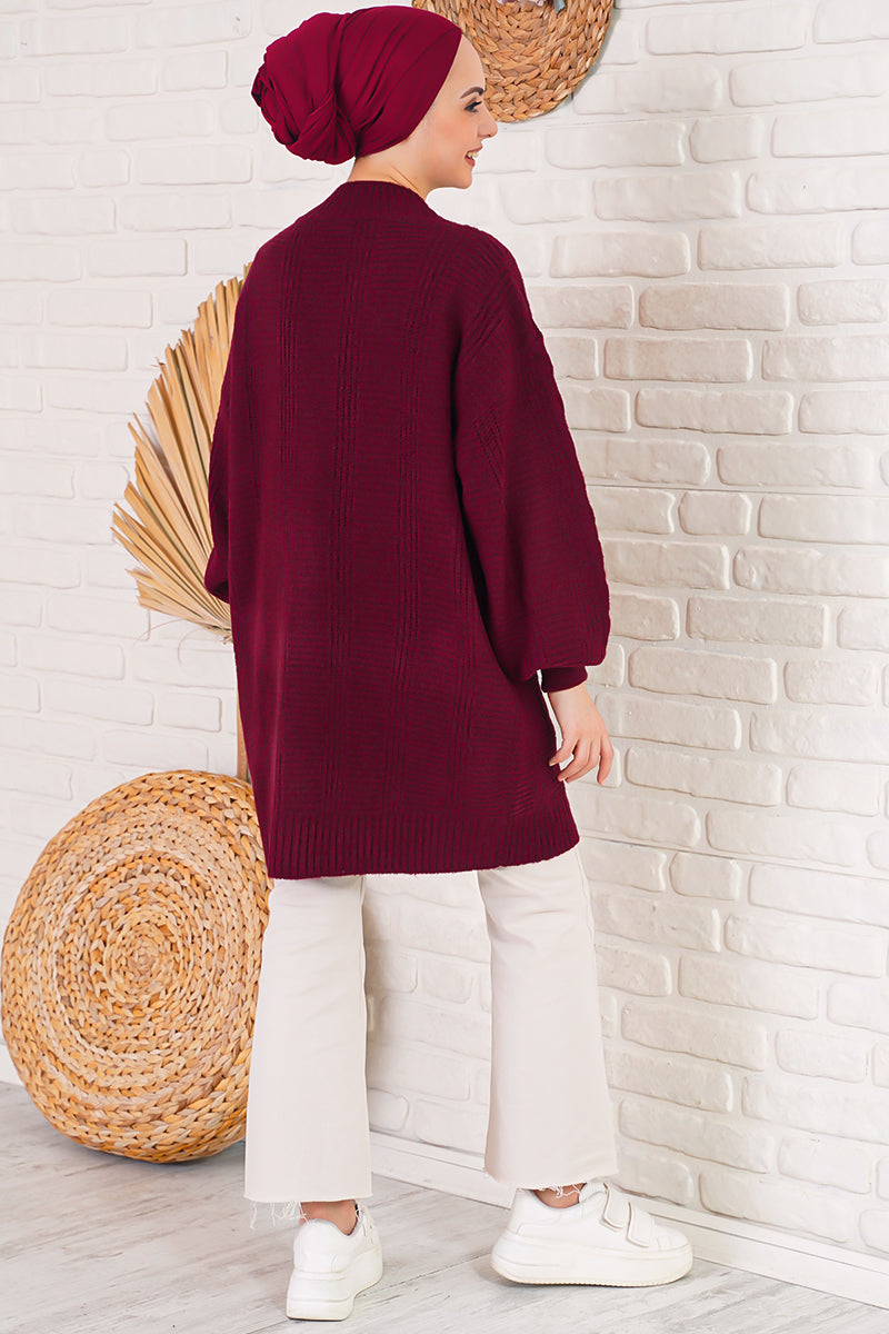 Bigdart 15768 Gilet en tricot modeste - Bordeaux