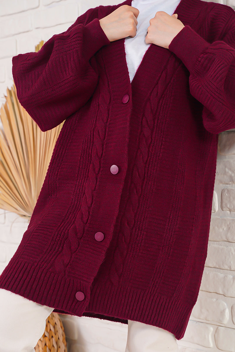 Bigdart 15768 Gilet en tricot modeste - Bordeaux