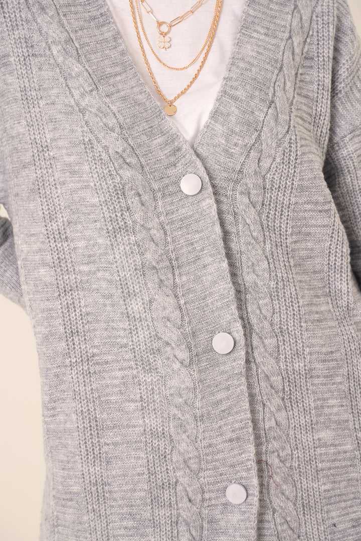 Bigdart 15768 Gilet en tricot modeste - Gris