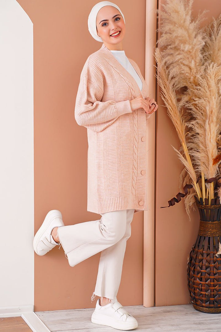 Bigdart Gilet en tricot modeste - Poudré