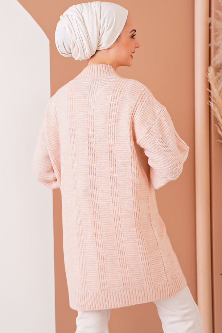 Bigdart Gilet en tricot modeste - Poudré