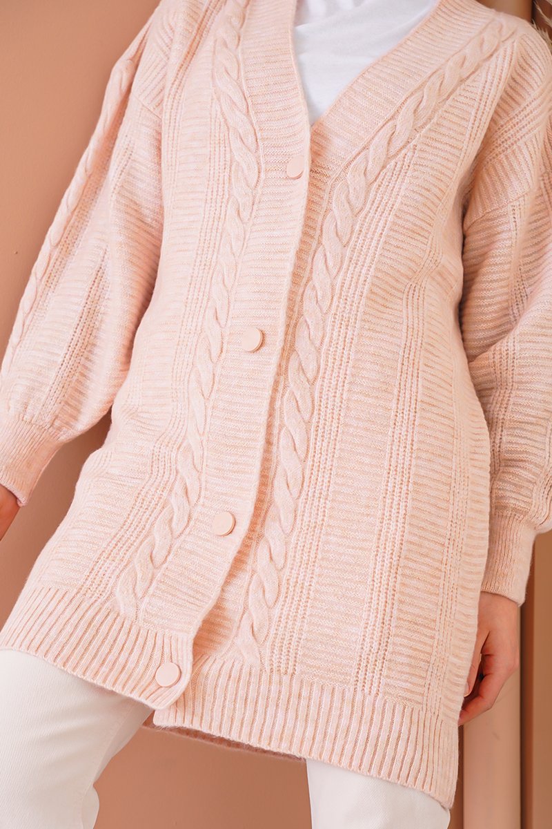 Bigdart Gilet en tricot modeste - Poudré