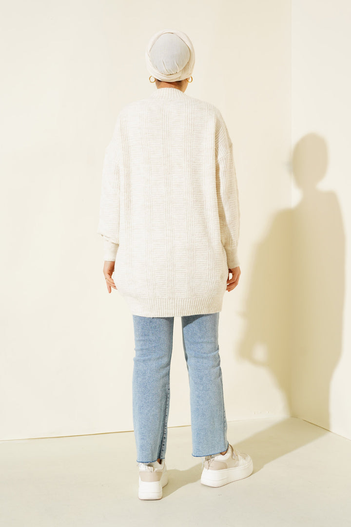 Bigdart 15768 Gilet en tricot modeste - Écru