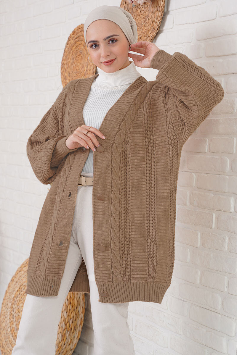 Bigdart Gilet tricoté modeste 15768 - Vieux rose