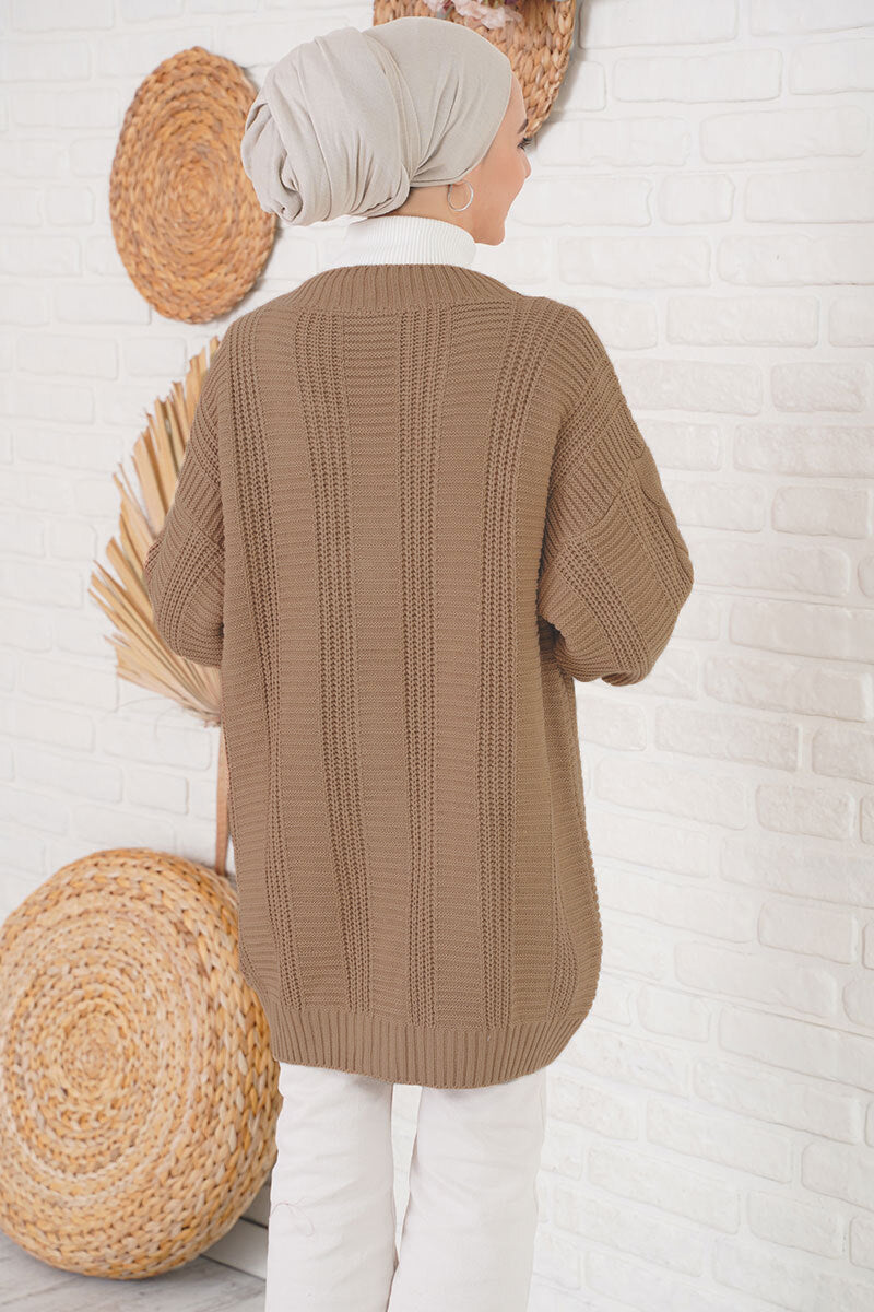 Bigdart Gilet tricoté modeste 15768 - Vieux rose