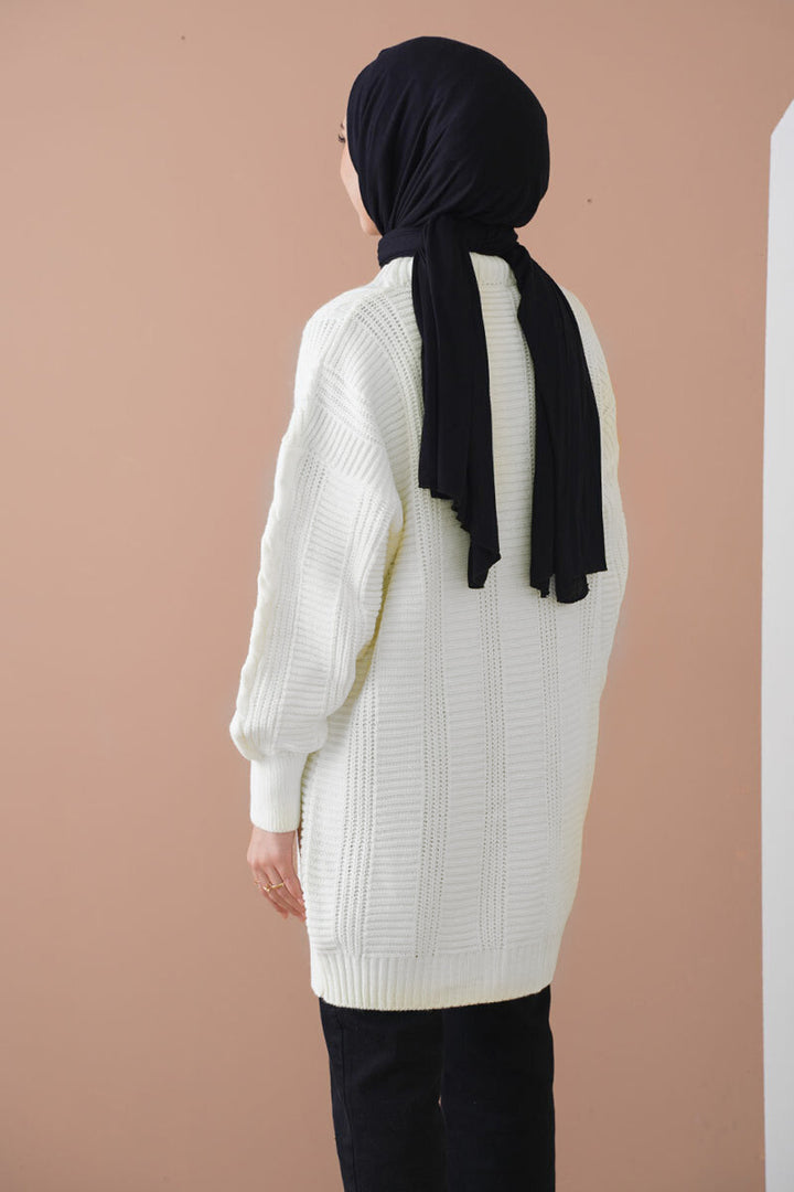 Bigdart Gilet tricoté modeste 15768 - Écru