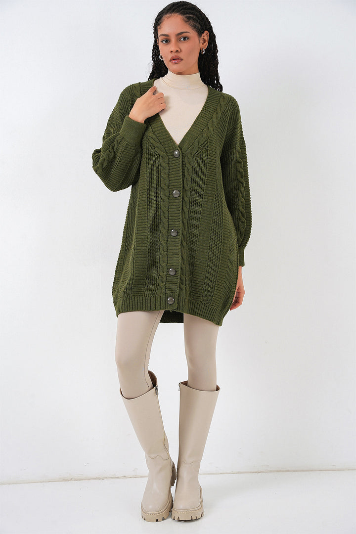 Bigdart 15768 Veste en tricot modeste - Kaki