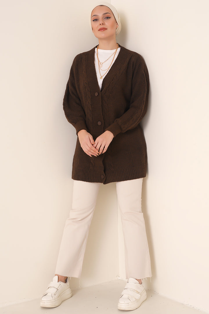 Bigdart Gilet en tricot modeste 15768 - Marron