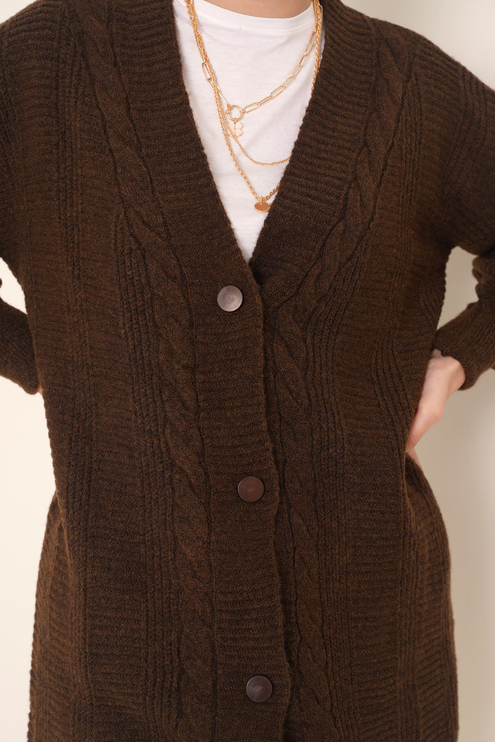 Bigdart Gilet en tricot modeste 15768 - Marron