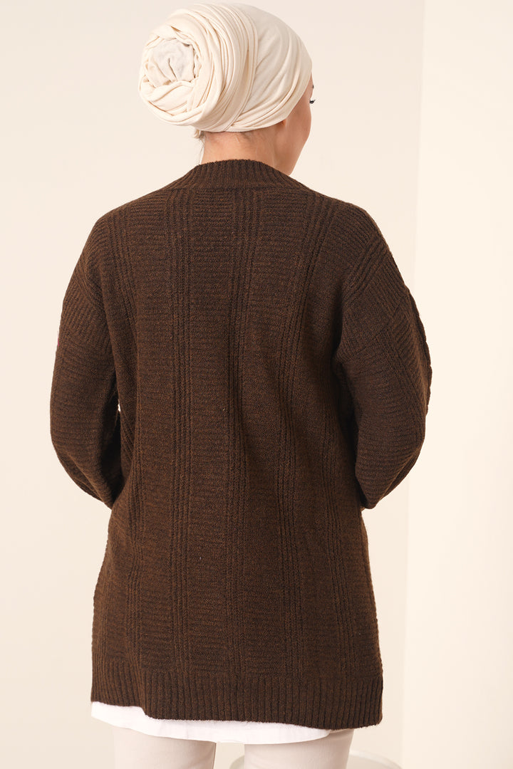 Bigdart Gilet en tricot modeste 15768 - Marron