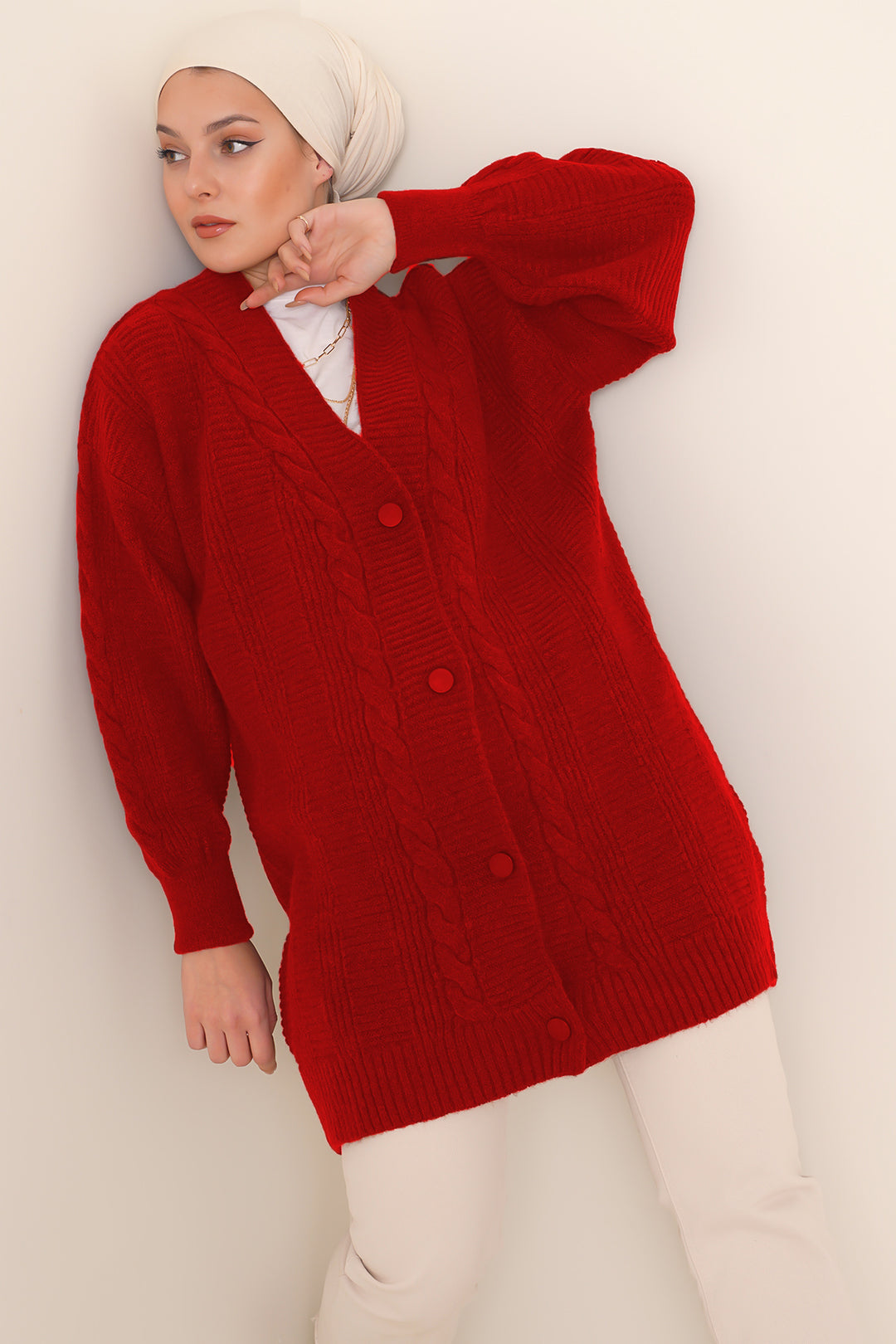 Bigdart 15768 Gilet Tricot Tesettür - Rouge