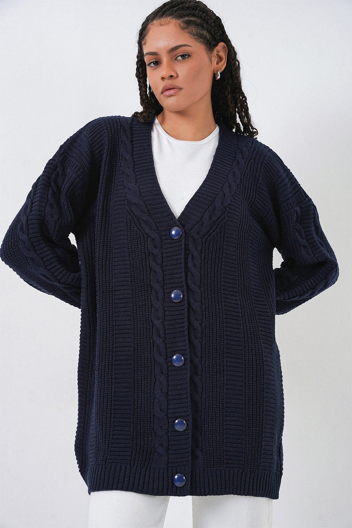 Bigdart 15768 Gilet en tricot modeste - Bleu marine
