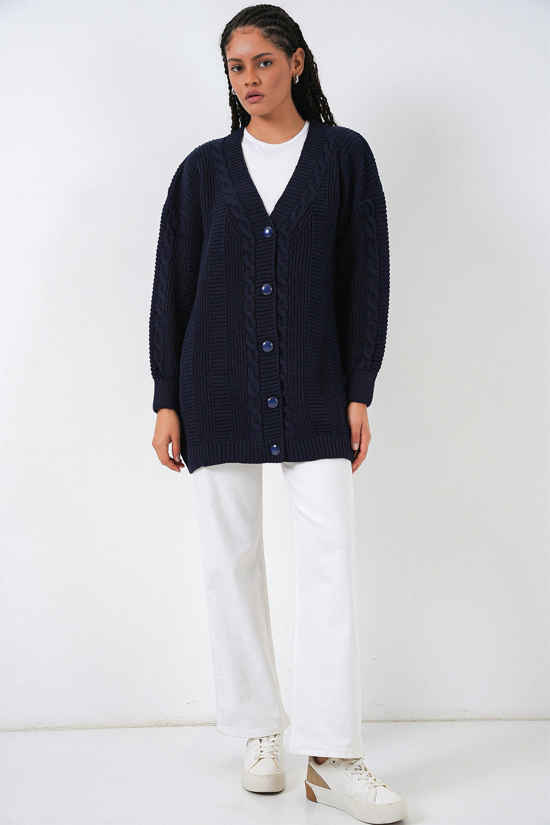 Bigdart 15768 Gilet en tricot modeste - Bleu marine