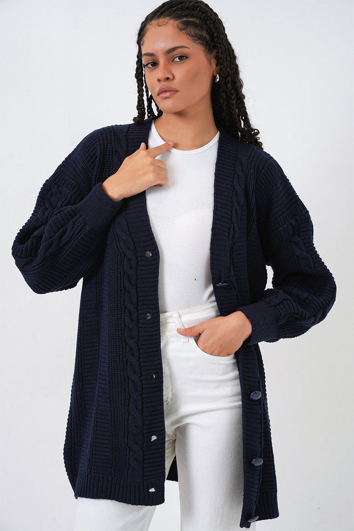 Bigdart 15768 Gilet en tricot modeste - Bleu marine