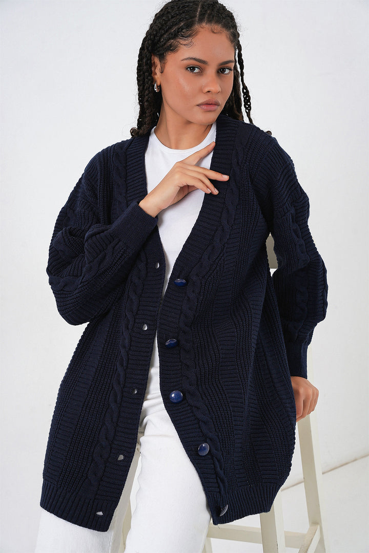 Bigdart 15768 Gilet en tricot modeste - Bleu marine