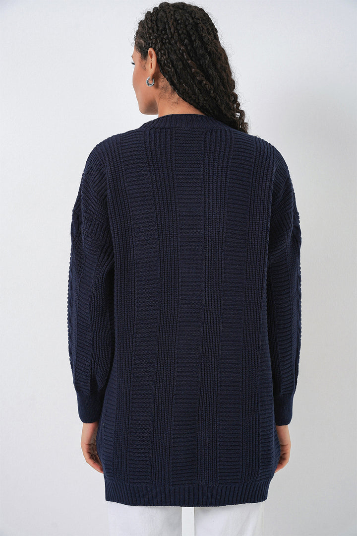 Bigdart 15768 Gilet en tricot modeste - Bleu marine