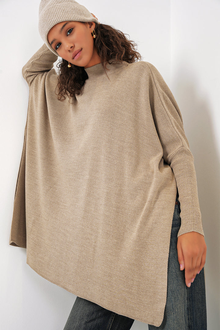 Bigdart Pull Poncho Fendu 15783 - a.Beige