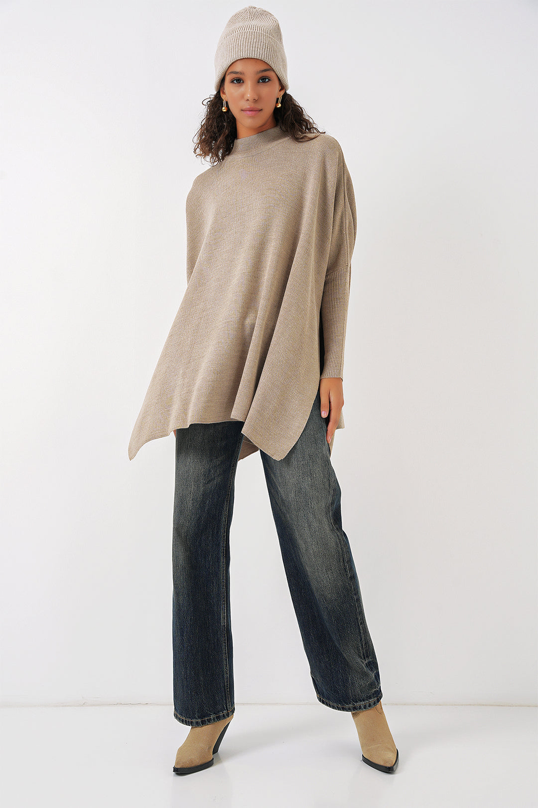 Bigdart Pull Poncho Fendu 15783 - a.Beige