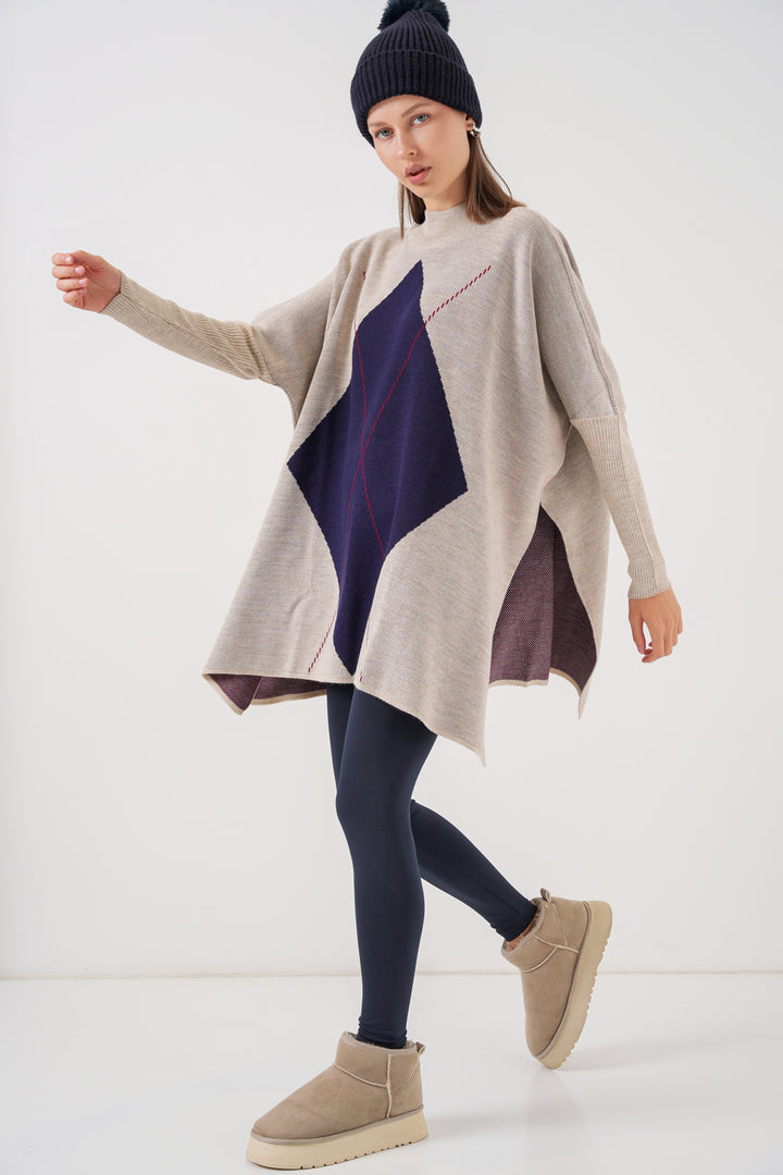 Bigdart Pull poncho avec fente 15783 - Crème