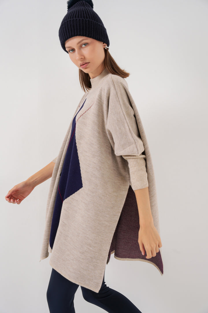 Bigdart Pull poncho avec fente 15783 - Crème
