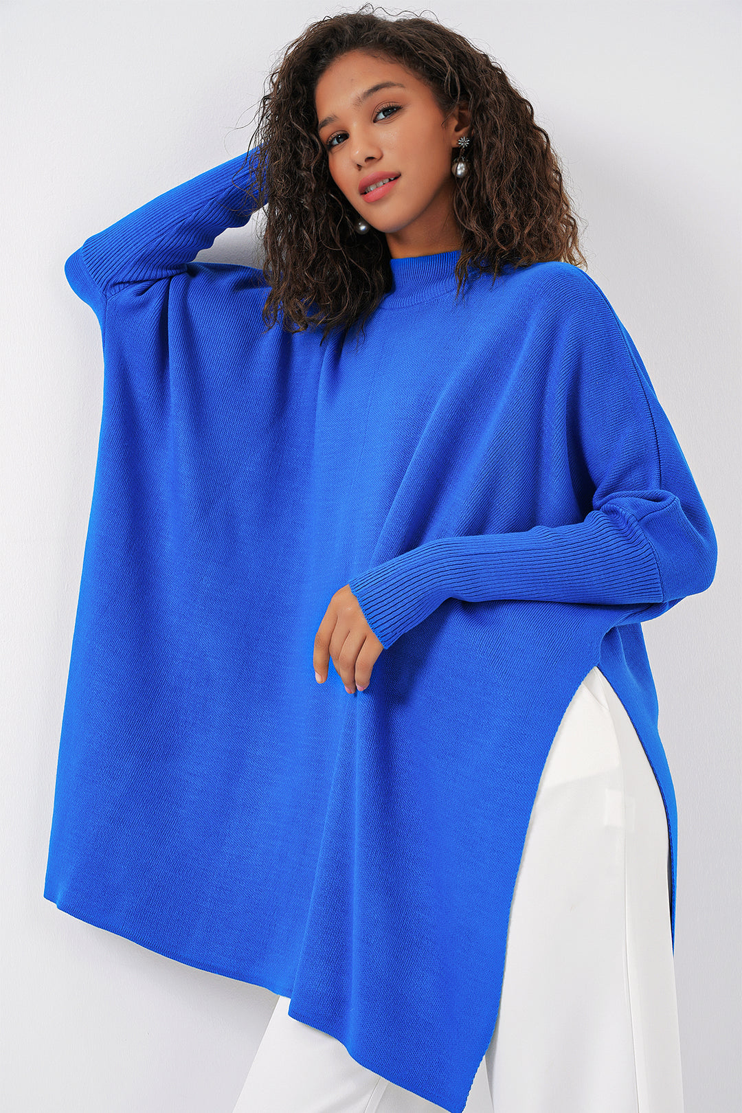 Bigdart Pull Poncho Fendu 15783 - a.Bleu roi