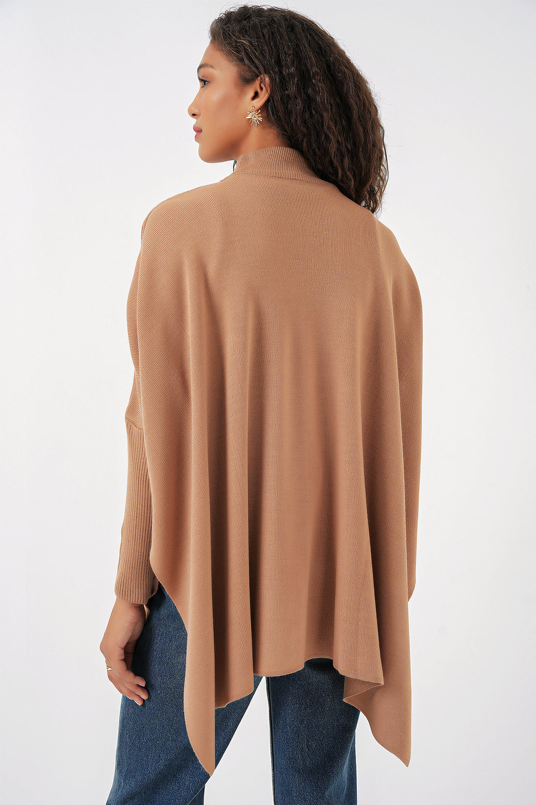 Bigdart 15783 Pull Poncho Fendu - Biscuit