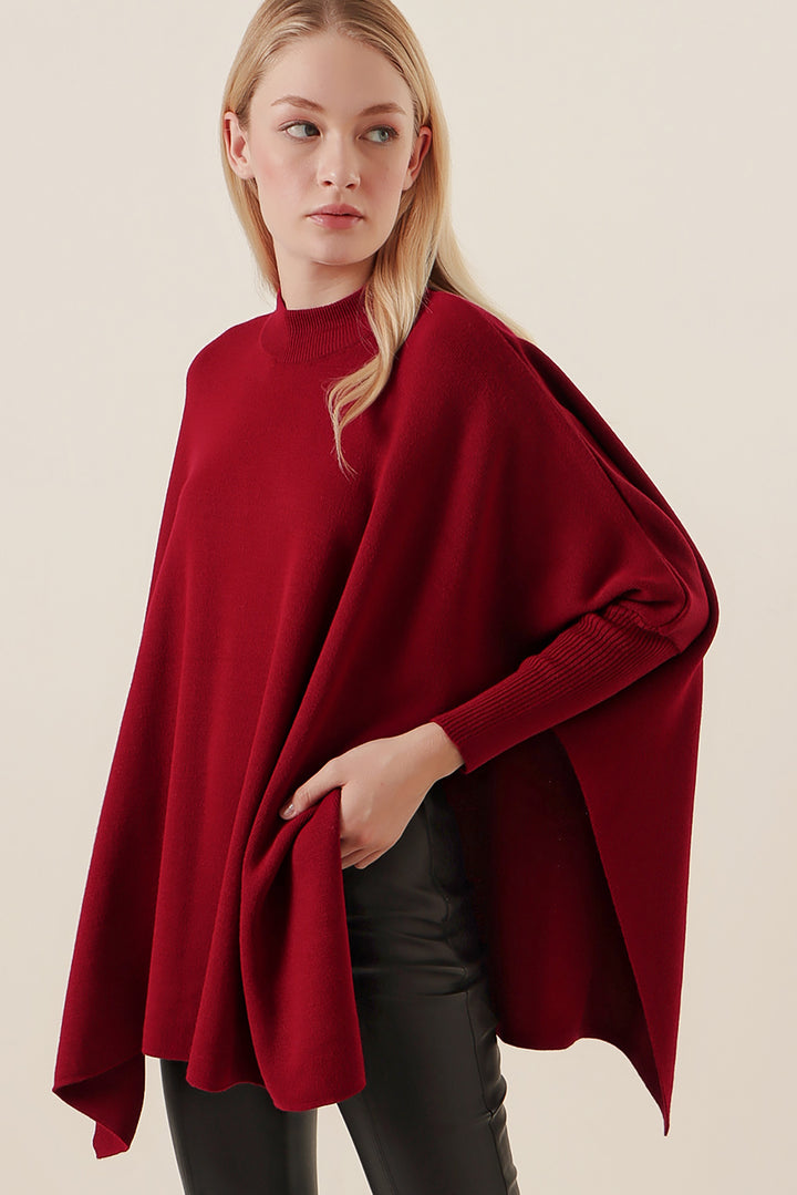 Bigdart 15783 Pull Poncho Fendu - Bordeaux