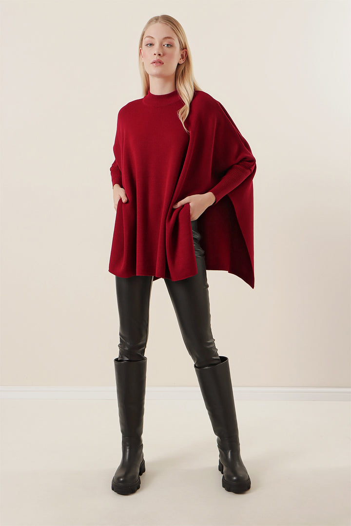 Bigdart 15783 Pull Poncho Fendu - Bordeaux