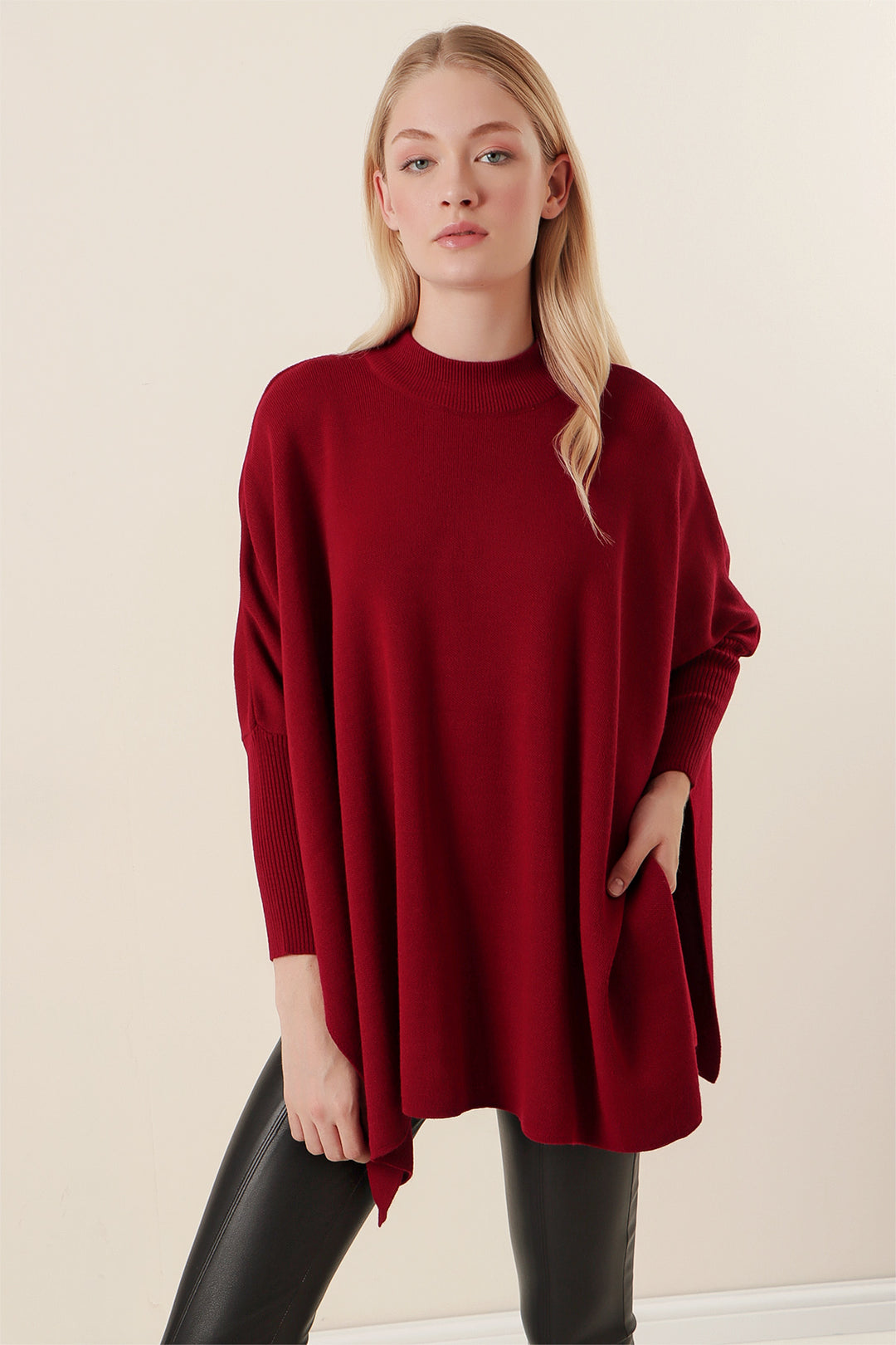 Bigdart 15783 Pull Poncho Fendu - Bordeaux
