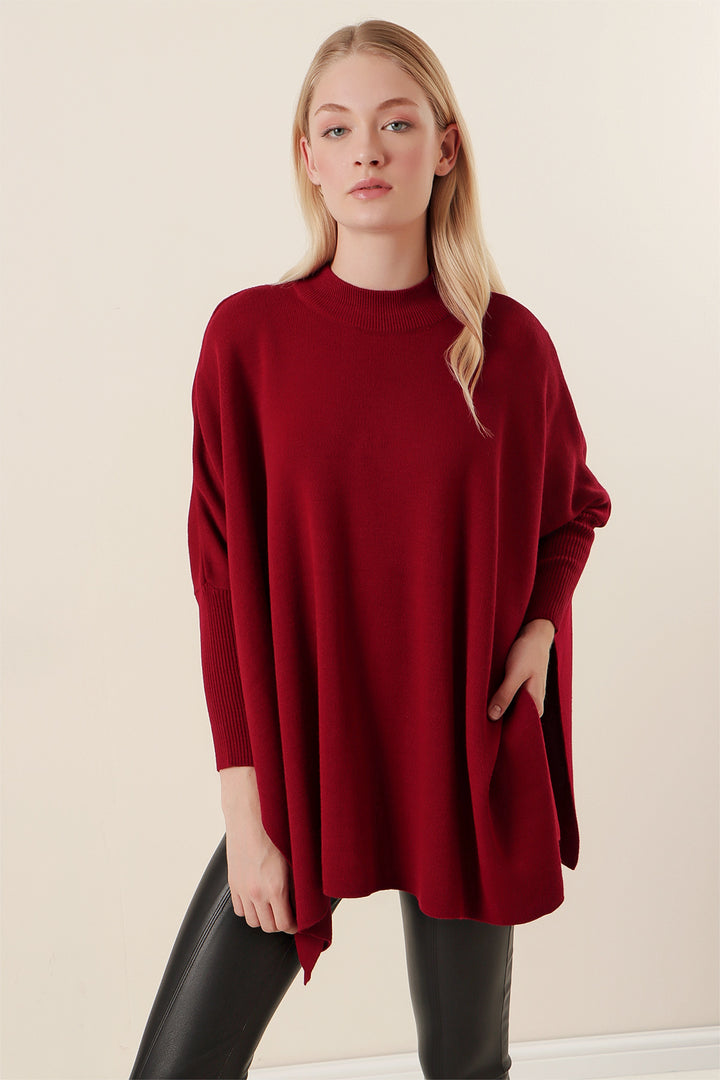 Bigdart 15783 Pull Poncho Fendu - Bordeaux