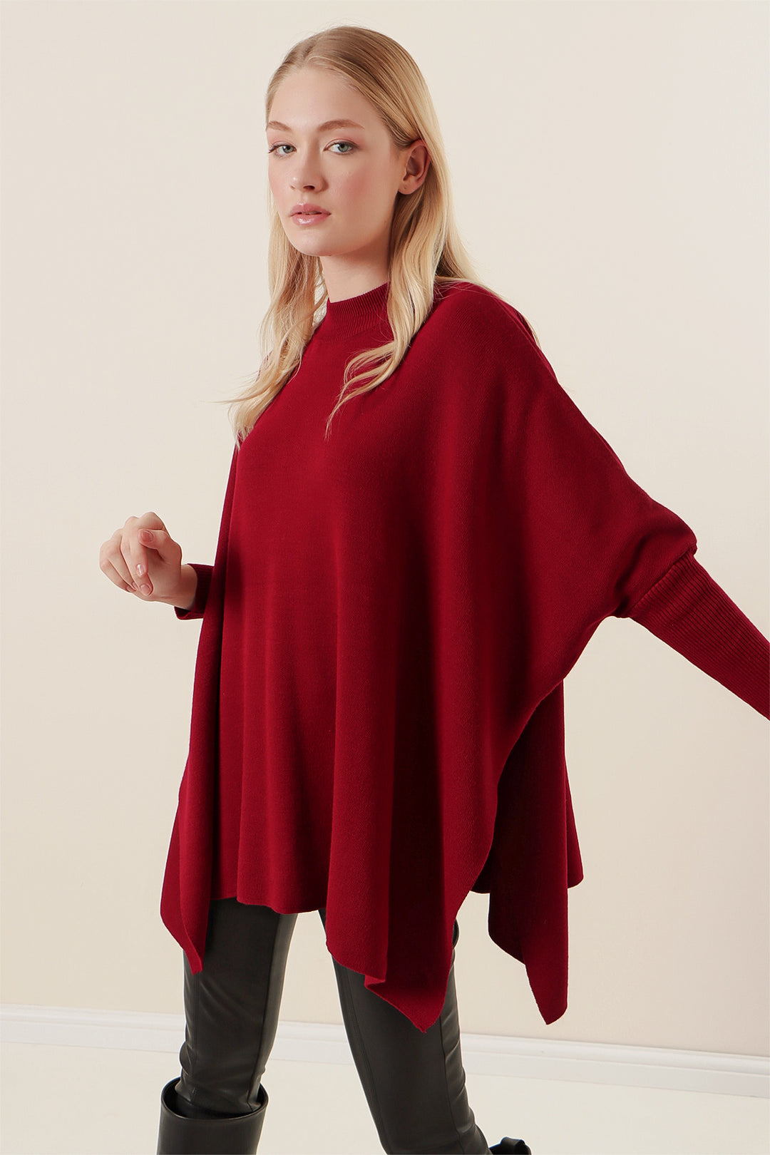 Bigdart 15783 Pull Poncho Fendu - Bordeaux