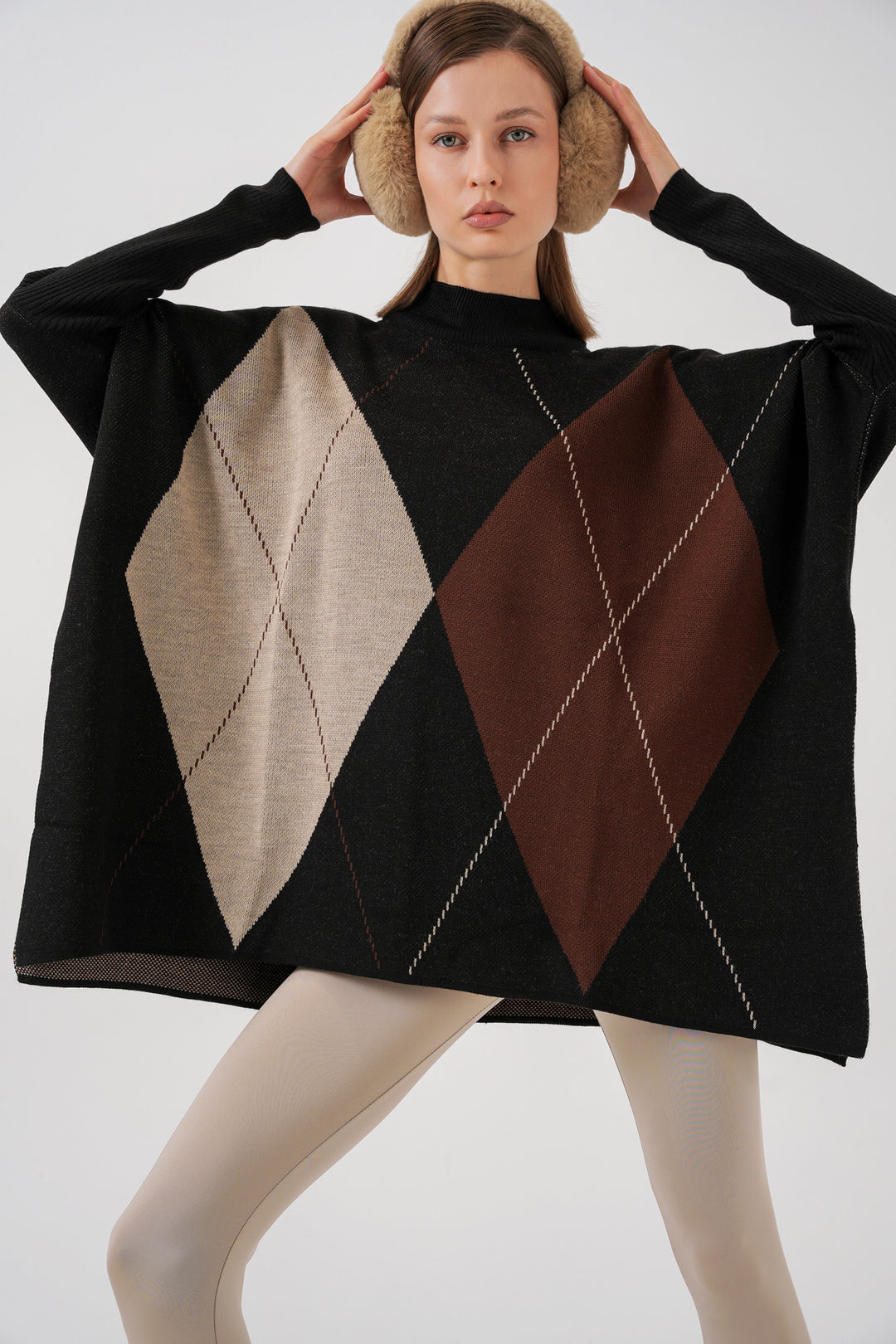 Bigdart Pull poncho avec fente 15783 - Noir